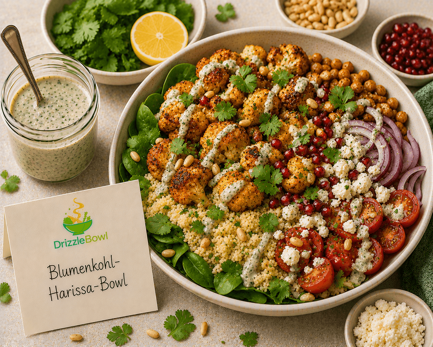 Blumenkohl-Harissa-Bowl