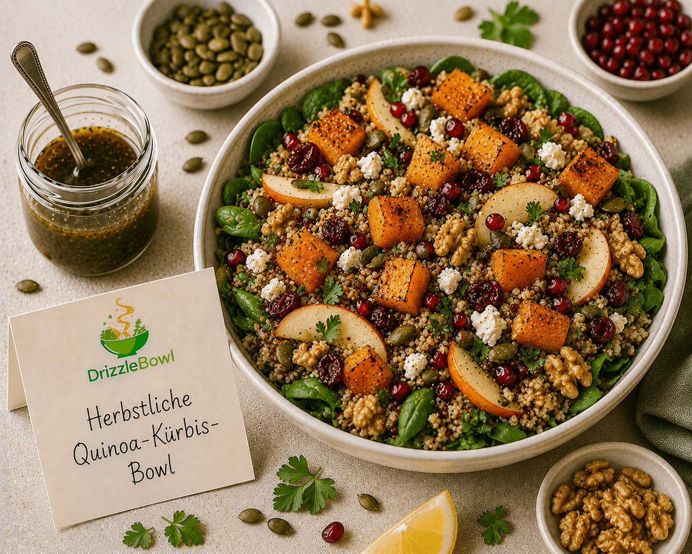 Herbstliche Kürbis-Quinoa-Bowl