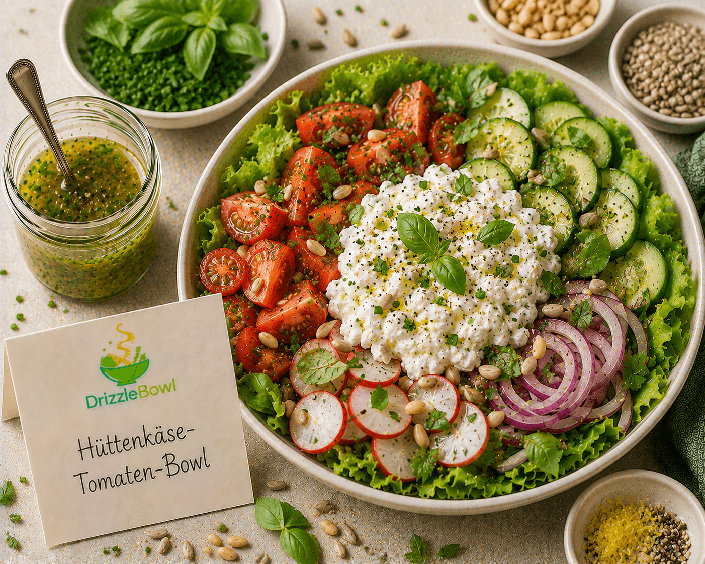 Hüttenkäse-Tomaten-Bowl