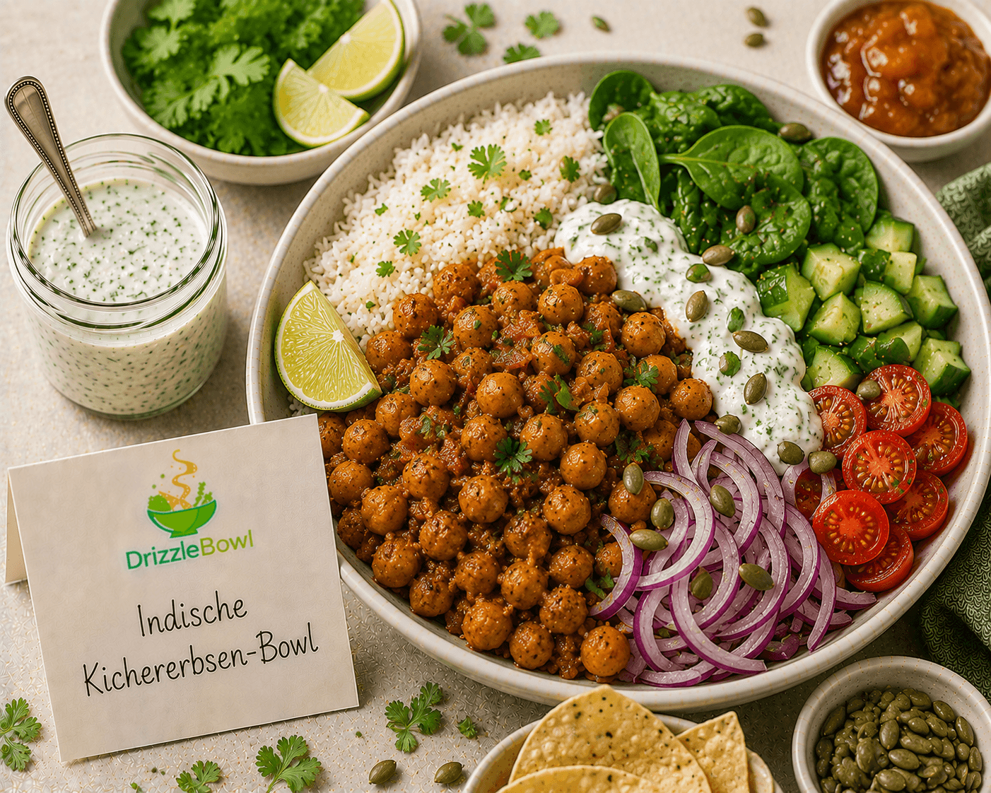 Indische Kichererbsen-Bowl