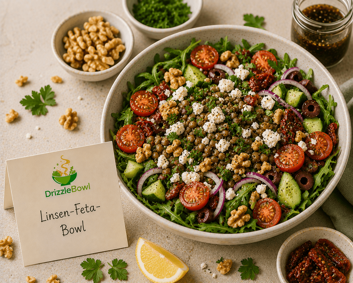 Linsen-Feta-Bowl