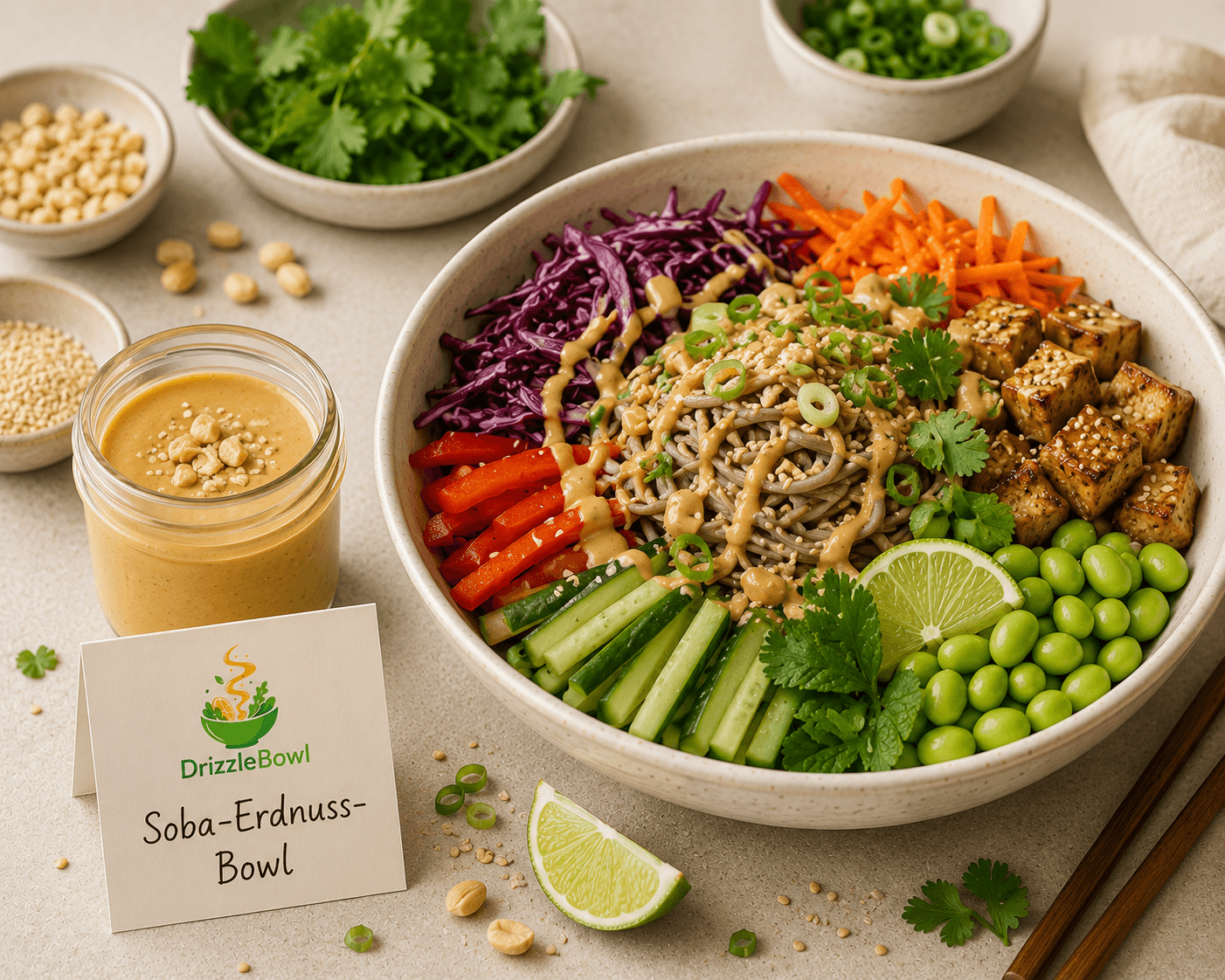 Soba-Erdnuss-Bowl