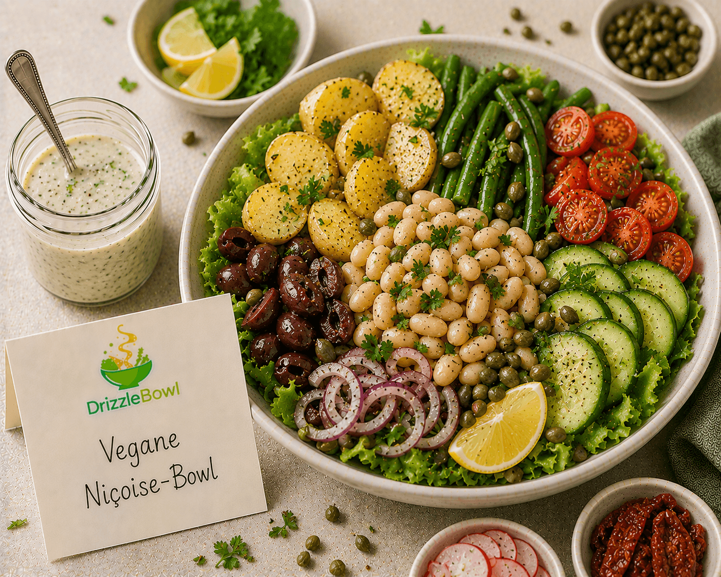 Vegane Niçoise-Bowl