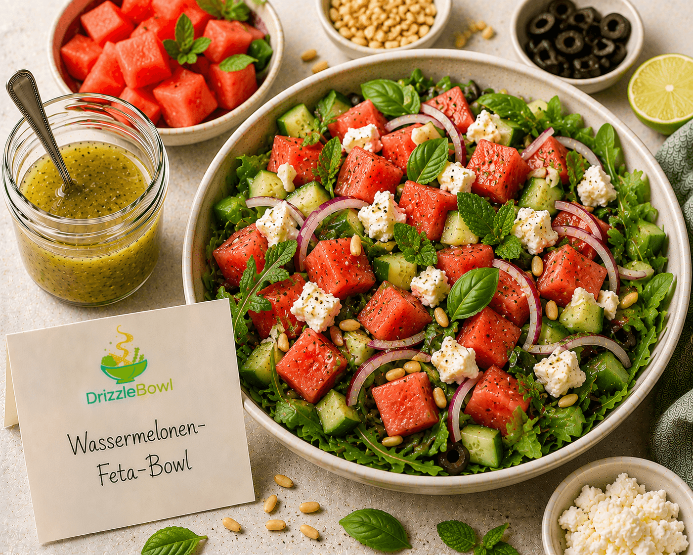 Wassermelonen-Feta-Bowl