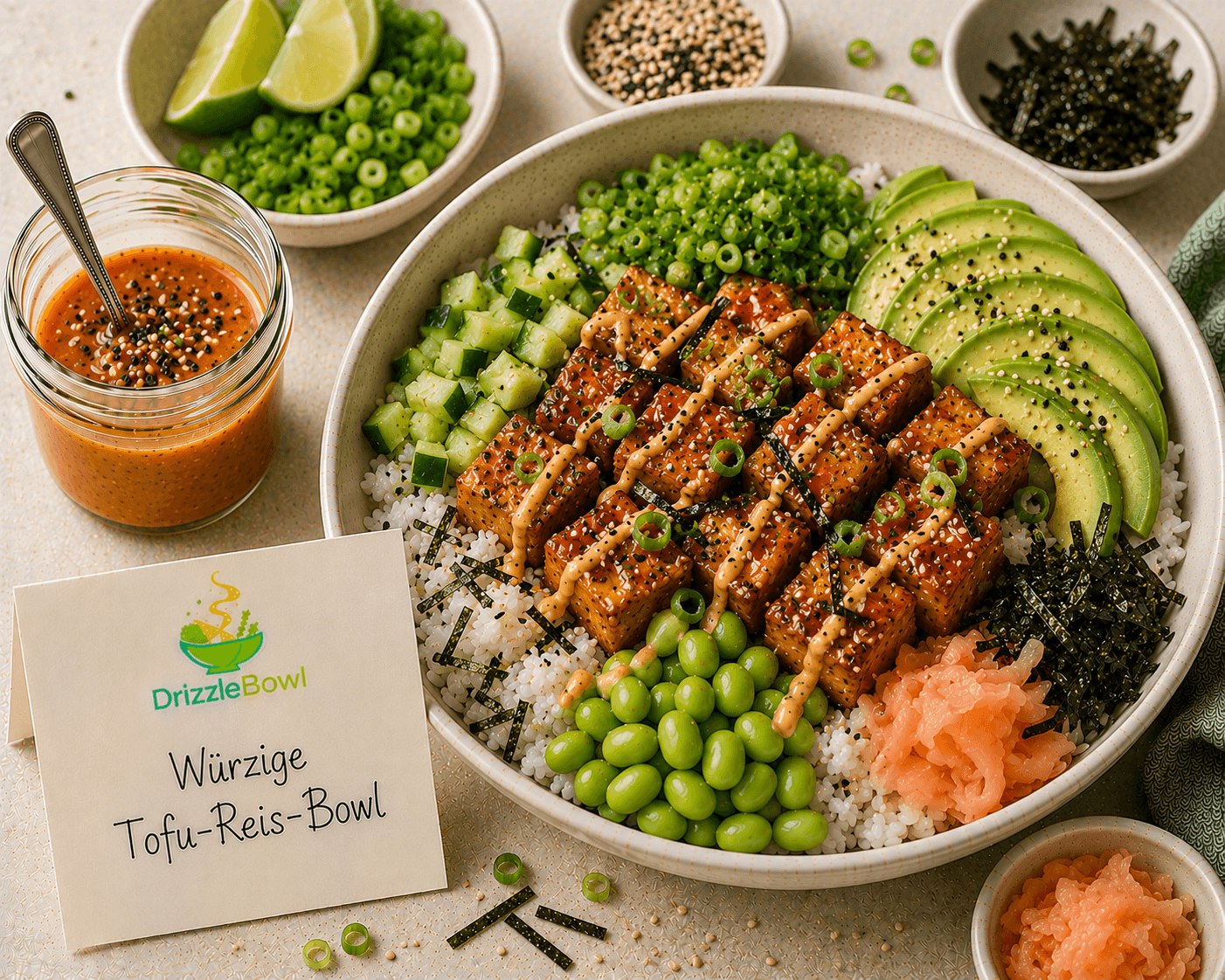 Würzige Tofu-Reis-Bowl